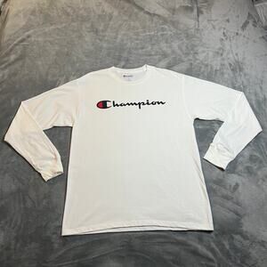 Champion Men's Crewneck Logo Long Sleeve Shirt Size Medium Athleisure Casual